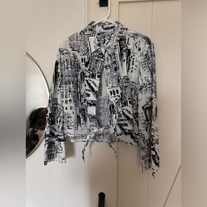 Zara never worn button up printed blouse